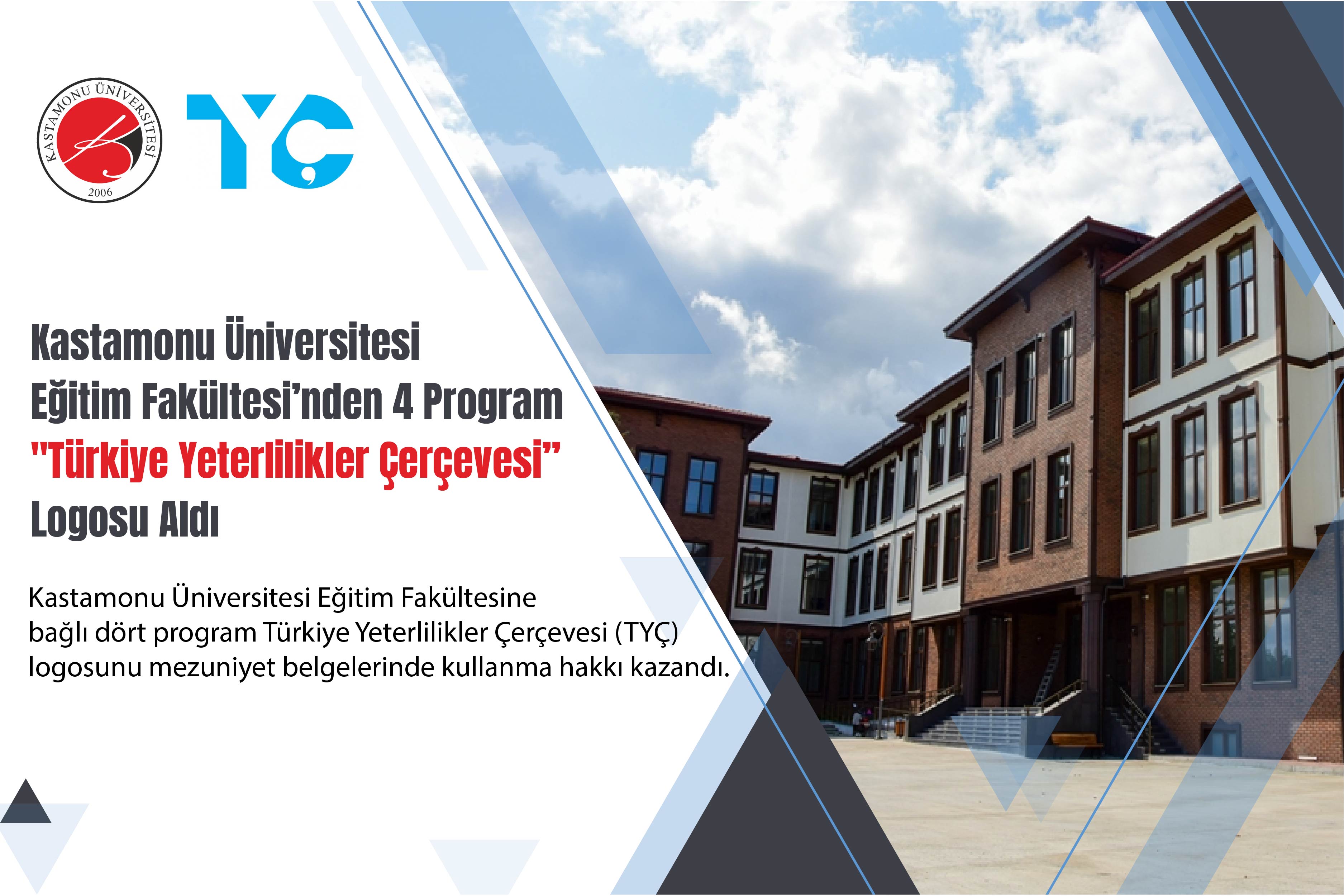 Kastamonu Üniversitesi Eğitim Fakültesi’nden 4 Programa “Türkiye Yeterlilikler Çerçevesi” Logosu